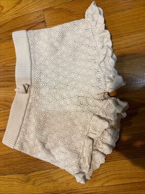 Janie and Jack Cream Knit Ruffle Shorts